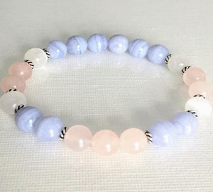 MG0816 Top Grade Blue Lace Agate Bracelet Snow Quartz Rose Quartz Bracelet Negative Energy Protection Bracelet7276230