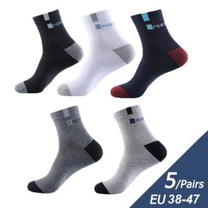 Sports Socks 5 Par Bambu Fiber Autumn Winter Men Bentable Cotton Sock Deodorant Business Plus Size 3847 231212