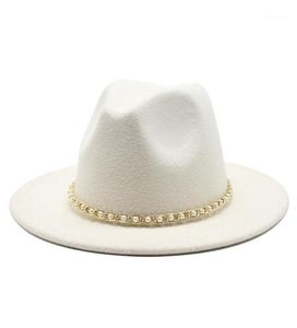 Breda brim hattar mode 18 färger män kvinnor ull filt hatt formell parti jazz trilby fedora tassel gul vit rosa panama cap12043326