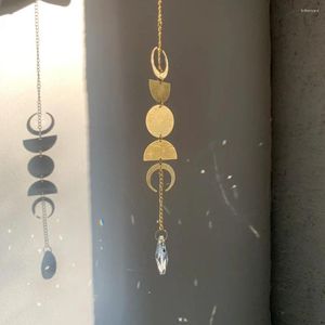 Pendant Necklaces Hanging Crystal Sun Catcher Window Decor Catching Ornament Prism Ball Home Office Brass Moon Phase Gifts