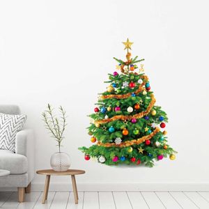 Nova árvore de natal adesivos de parede para sala estar crianças quarto decoração para casa decalques para janela vidro loja vitrine decoração casa