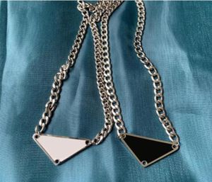 Black White Triangle Letter Pendant Necklace Luxury Brand Designer Statement Jewelry Titanium Steel Necklaces Chain Men Women Unis6347172