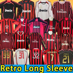 長袖レトロサッカージャージ06 07 08 09 10 14 15 99 00 88 88 89 04 05 11 12 2007 KAKA BAGGIO MALDINI VASTEN PIRLO INZAGHI BECKHAM GULLIT SHEVCHENKO VINTAGE MILANKO MILANKO