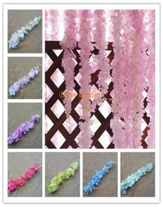 50PCS 11COLOR Artificial Hydrangea Sukura Wisteria Flower For DIY Simulation Wedding Arch Square Rattan Wall Hanging Basket Extend3775483