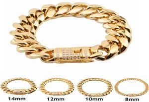 Europeiska säljer handleds smycken höfter humle 8101214mm 18k guld chunky stainls stål kubansk kedjearmband för män11815429996940