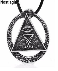 Colar geométrico Nostalgia Sigil de Lúcifer, pingente de olho que tudo vê, pagão Wicca Amuleto Igreja de Satanás Jewerly Woman7358523