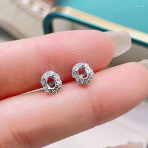 Studörhängen Klassisk inställning för smycken DIY 3mm 4mm Gemstone Studs Inställningar Allergi gratis 3 lager 18K guldplätering