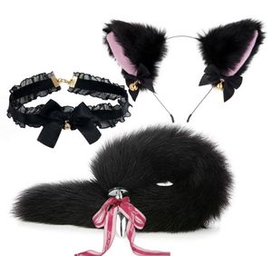 Fox Tail Metal bandage Anal Plug Cute Bondage Soft Headbands with Cat Ears Erotic Accessories4440062