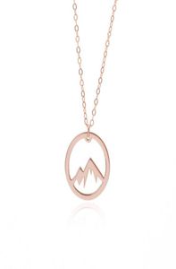 Simple Nature Snowy Mountain Necklace Circle Round Mountain Top Range Necklace Landscape Lover Camping Outdoor Necklaces for Women7861371