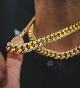 Mens 18MM 1830inch Iced Out Heavy Miami Cuban Link Chain Necklace Hip hop 14K Gold Hiphop CZ Cubic Zirconia Jewelry3141509