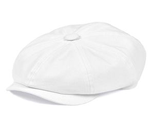 Botvel White Twill Cotton Newsboy Cap för män Kvinnor Klassiska Cabbies Driver Apple Caps Gatsby Flat Hat Baker Boy Headpiece 003 T206242116