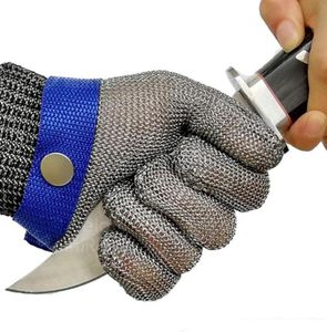 Dirençli Glovestinless Çelik Tel Metal Met Butcher Güvenlik İş Eldiveni Et Kesme Balıkları Büyük273R7330384