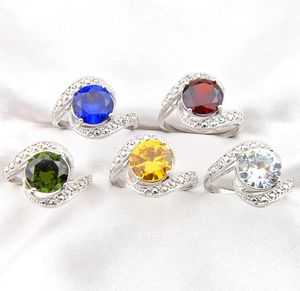 LuckyShine Europe Popular Nyaste för kvinnliga ringar 925 Sterling Silver Mix Color Rings Fashion Peridot Brasilien Citrinpärlor Runt par2464046