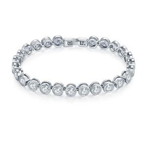 Fashion Brands Designer Round Cut CZ Stone Bracelet for Women Classical Tennis Bracelet & Bangle Jewelery Gift2484