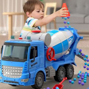 Diecast Model Stor simuleringsteknik Mixer Truck Inertia Transporter Betong Cement Light Music Children Toys Gift 231213