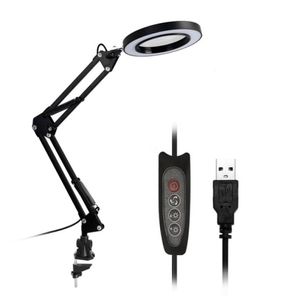 5X Flexible Desk Large USB LED Magnifying Glass 3 Colors Illuminated Magnifier Lamp Loupe ReadingReworkSoldering T2005214431517