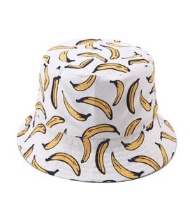 Chapéu de balde panamá masculino feminino verão frutas balde boné banana impressão chapéu amarelo bob chapéu hip hop gorros pesca pescador boné71412134935902