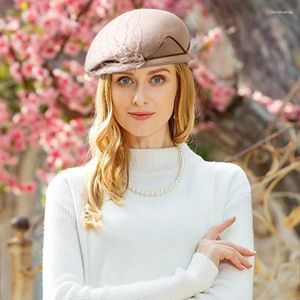 ベレット女性秋の冬のベレー帽クラシックレトロハットファッションサンハットアウトドアパーティートラベル調整可能な米国サイズ7 1/8英国m