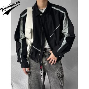 Men's Jackets American Retro Baseball Jacket Men Women Knife Cut Design High Street Bomber Varsity Jackets Unisex Sports Zipper Outwear Autumn 231212