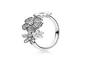 Authentic 925 Sterling Silver White enamel Flowers RING For Beautiful Women Wedding Ring Jewelry With Original Box2088530