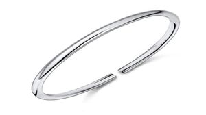 Klassiskt enkelt mode 925 Sterling Silver Smooth Cuff -armband Bangles Pulseras Valentine039S Day Present 2105071885600