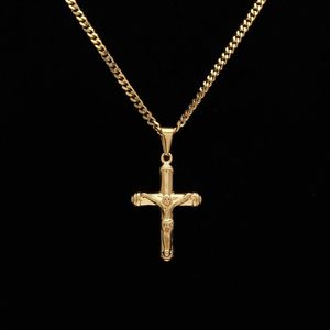 Jesus cruz colar banhado a ouro pingente de aço inoxidável moda fé religiosa colares dos homens hip hop jóias311q