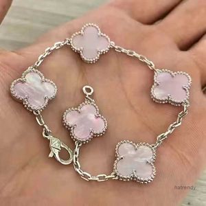 2023 Van Clover Platinum Bracelet New Double-sided Four-leaf Five Flowers Women Titanium Steel Hand Jewelry Gifts for Girlfriends Hniq