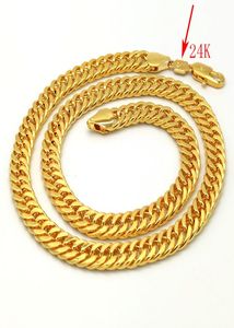 Thai Baht Solid Gold GF Halsband Tunga 88 gram smycken 4mm Tjock Tall XP Cuban Curb Chain 24 K Stamp Link2117177