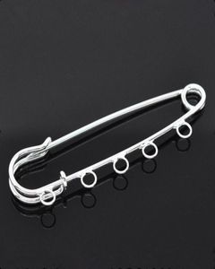 100pcsサポートDe Broche Brooches Safety Pin 5 Holes Silver Plated 7x2cm 2010092411671