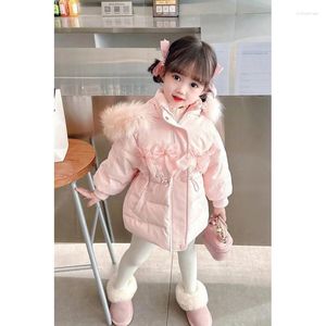 Down Coat Young och Little Girls Pearl Western Style Winter