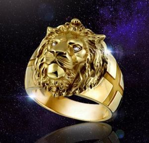 Fashion High Quality Animal Stone Ring Men039s Lion Rings Stainless Steel Rock Punk Male Women Lion039s Head Gold Jewelry Cl7214390