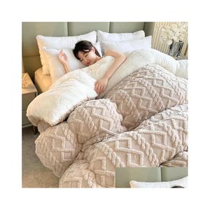 Blankets Blankets High End Thickened Winter Warm For Beds Artificial Lamb Cashmere Weighted Blanket Thicker Warmth Duvet Quilt Comfort Dhauy