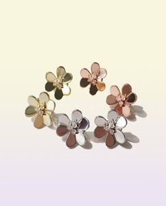 Stud haute finition or rose trèfle à trois feuilles fleurs six pétales boucles d'oreilles pour femmes boucles d'oreilles bijoux de mode Enlish Lock 16cm68806163357816