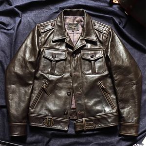 Herren S Leder Faux Yr Classic Military Real Leder Jacke 1 3mm Grünöl