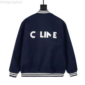 Designer Celina Triomphe High Edition Early Spring New CEL Letter Decal Embroidery Mesh Red Same Style Wool Baseball Jacket