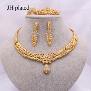 Zestawy biżuterii dla kobiet Dubaj 24K Gold Color India Nigeria Wedding Gifts Naszyjnik Bransoletka Pierścień Pierścień Etiopia 2014341739