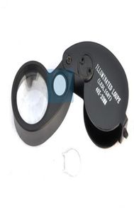 Składanie okularów 40x 25 mm Zegarek biżuterii Compact Lupa LED Lamp Lampa powiększającego Szklany Mikroskop Lupas de Dumento Loupe9237356