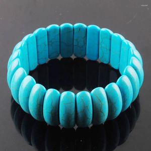 Filo WOJIAER Bracciale con perline in pietra naturale blu turchese Bracciale con perline elasticizzato 7 pollici K1478