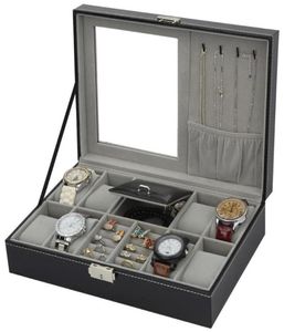 Pu läderklocka smycken box highend arrangör lagringslåda fodral för titta på juveler prydnad kista container lådor portable230q3505754