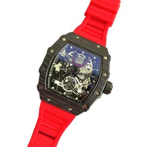 Mens Sports Watches Brand Fashion Hollow Skeleton Watch Rubber Strap Man Clock Relojes Para HOMBRE270S