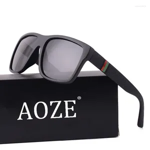 Solglasögon Svart fyrkantiga solglasögon för män UV400 Gray TR90 Polariserade modekvinnor 2024 Summer Style Sport Matte