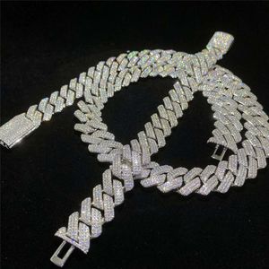 Wholesale Mens Hip Hop Jewelry 18mm Vvs Moissanite Diamond 18k Gold Plated Cuban Necklace S925 Miami Iced Out Link Chain