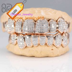 Diamond Setting Jewelry Gold Plated Moissanite Teeth Invisible with Princess Cut Sier VVS Custom Hip Hop Iced Out Grillz