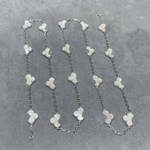 2024 Luxury quality charm pendant sweater necklace with nature white shell beads in Silver plated 20pcs flower shape have stamp box PS2101