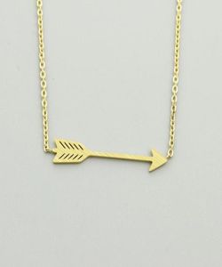 Minimalist One Direction Arrow Pendant Necklace Women Men Jewelry Stainless Steel Gold Chain Feather Collier Bijoux Femme9816939