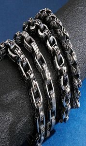 Gotik Kafatası Kafaları Erkekler İçin Bilezik 316L Paslanmaz Çelik İskelet Cazibesi Bağlantı Zinciri Erkek Bilezikler 23cm uzunluğunda Erkek Bikter Jewelry11335525623