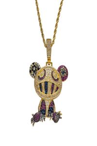 Kolye Kolyeleri Buzlu Çıkış Zincir 18K Altın Kaplama Bling CZ Simüle edilmiş Elmas Renk Kurbağası Erkekler İçin Hip Hop Kolye Charm Jewelry8579577