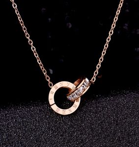 Ins fashion Pendant necklace jewelry men women Rome double ring full cz two rows octagonal screw cap love couple gift2188367