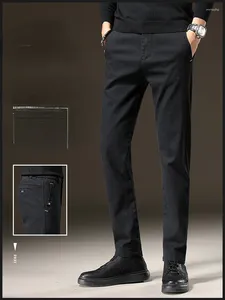 Erkekler İngiliz tarzı iş resmi aşınma takım elbise pantolon erkekler giyim katı ince fit rahat ofis düz pantolon renk x174