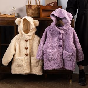 Girls' Autumn and Winter Coat Children's Winter Padded 2023 New Girls' Lamb Wool Winter Woolen Coat